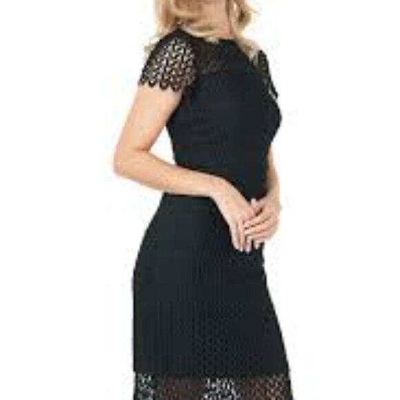 Kay Unger black Tatum floral lace midi cocktail dress size 2 - Picture 4 of 10